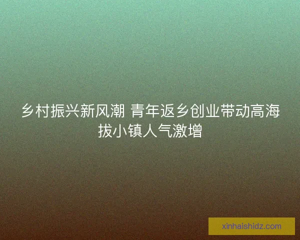 乡村振兴新风潮 青年返乡创业带动高海拔小镇人气激增